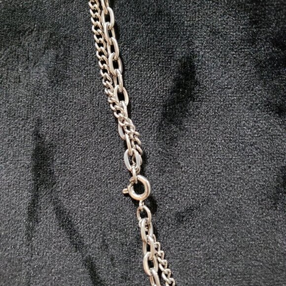 Vintage Silver Chain Brooch Pendant Fringe Pearl Turquoise Necklace - Picture 6 of 6